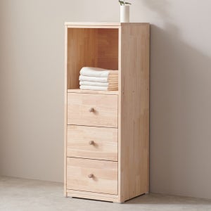 메리 틈새 4단 서랍 일반형 고무나무 원목 다용도 침실 수납 선반장 1000