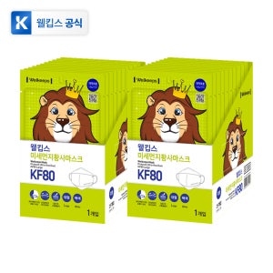 [25개입X2개] 웰킵스 미세먼지 황사 마스크 KF80 대형