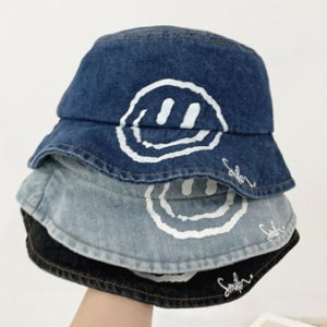 3컬러 스마일 청 벙거지 유아 아동 아기 모자