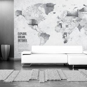 포인트 뮤럴벽지 steel map (GW12070) 타이포그래피 세계지도