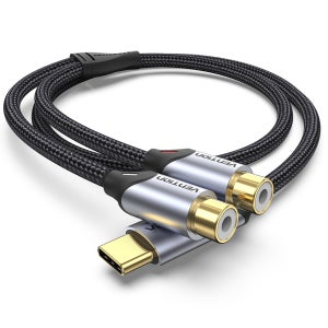 벤션 DAC C타입 to 2 RCA Female 오디오 케이블 BGV 0.5m, 1개