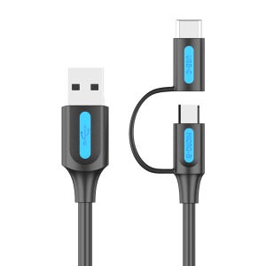 벤션 투톤 2in1 5핀 C타입 to USB A 고속충전케이블 CQD 2m, 1개