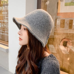 니트 울 털 여성 벨크로 와이어 챙 벙거지 대두 빅사이즈 모자 버킷햇 사파리