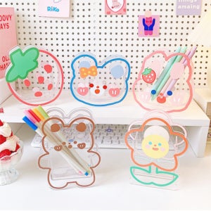 아크릴 귀여운 캐릭터 펜꽂이 사진 메모 브러쉬 화장품 꽂이 메뉴 홀더 스탠드 6종