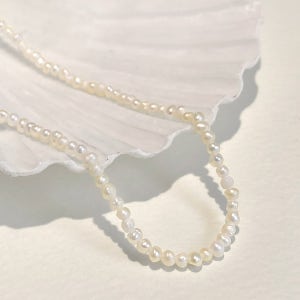 925 못난이 밥풀진주 미니 쌀알진주 비드목걸이 2mm