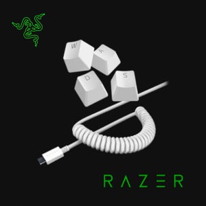 [레이저코리아] 레이저 PBT 키캡 코일케이블 세트 Colied Cable Set-화이트