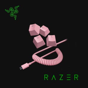 [레이저코리아] 레이저 PBT 키캡 코일케이블 세트 Colied Cable Set - 핑크