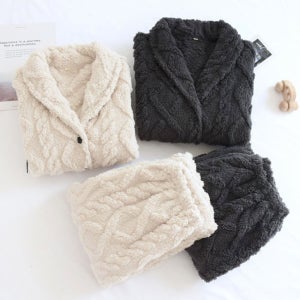 겨울 양털 극세사 수면 바지 커플 여성 남성 잠옷 파자마