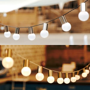 헬로닷 감성 캠핑 LED 캠핑전구 디자인 스트링라이트, A01_알전구 실버벨 LED 10구 배터리타입