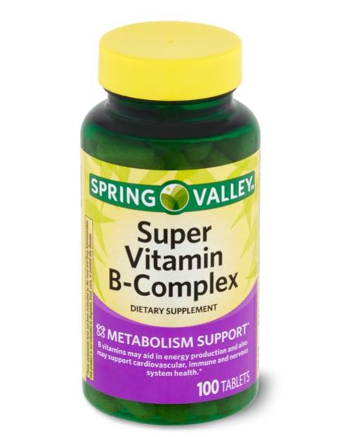 (미국배송)<b>스프링</b>벨리 슈퍼 <b>비타민</b> B콤플렉스 100개, Spring Valley Super Vitamin B-Complex Dietary Supplement, 100 count