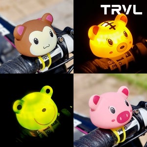 트레벨로 아기동물 5종 실리콘 자전거 킥보드 라이트 겸 벨