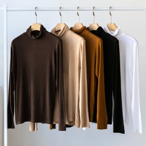 빅사이즈 여자 자체제작 텐셀 목 폴라티셔츠 L XL