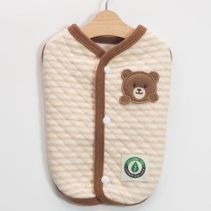 강아지옷 오가닉조끼 실내복 브라운 스트라이프s