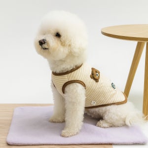 강아지옷 오가닉조끼 실내복 브라운 스트라이프s