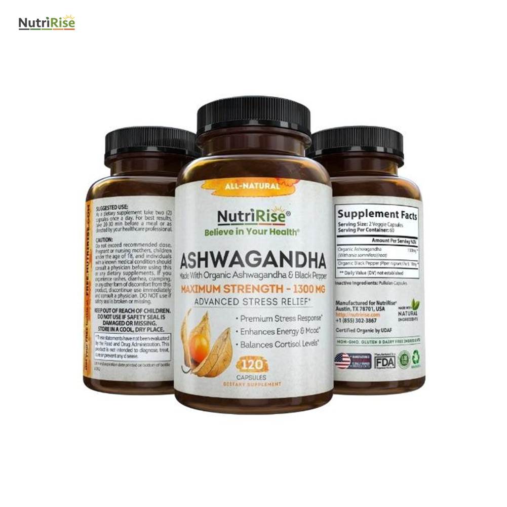 <b>뉴트리</b>라이즈 아슈와간다 1300mg 120캡슐 스트레스 불안 완화