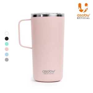 아소부 스텐 세라믹 진공 보온보냉 타워 머그컵 600ml, 핑크