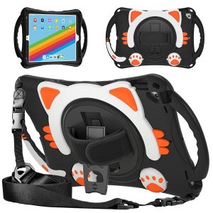 아이패드9세대 10.2인치 A2604 고양이 스트랩 스탠드 펜슬수납 실리콘 태블릿 케이스