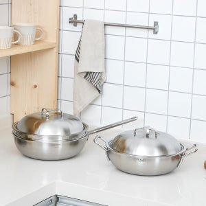 쿠자 316 커퍼코어 통5중 스텐웍 궁중팬 멀티 낮은편수 웍 20cm