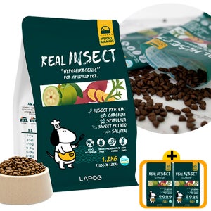 [+300g사료 NPoint] 라포그 리얼인섹트 저알러지 가수분해 강아지 곤충 사료 체중관리 웨이트, 1.2kg, 1개