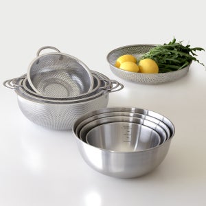 이우아여사 304스텐 계량 믹싱볼 채반 야채 채망 다용도 소쿠리 과일 쌀세척볼 9종
