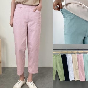 봄 가을 데일리 밴딩 파스텔 면 배기바지 스판 편한 배기팬츠 키작녀바지 빅사이즈S-XL