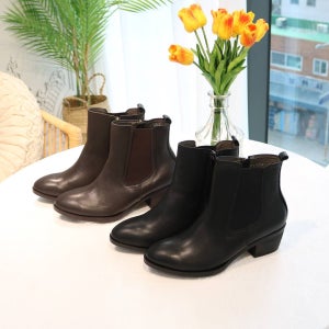 GISSE소가죽수제화 첼시부츠 5cm청키힐 미들굽 앵클부츠 2color