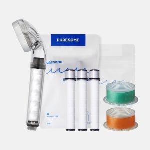 [6개월세트] 퓨어썸 비타 필터 샤워기+퓨어필터 1박스(3개입)+비타필터 2개(염소제거)