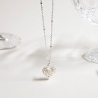 [Silver925] 하트 펜던트 목걸이 Mesh Heart Silver Necklace