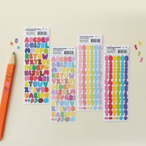 모모스티커 다이어리꾸미기 다꾸 컬러 파스텔 믹스 숫자 알파벳 스티커
