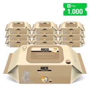 리꼬 55gsm 센서티브 아기물티슈 캡형 80매, 10개