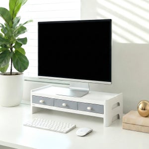 레토 서랍형 듀얼 모니터 받침대 스탠드 2단 LMS-DT08