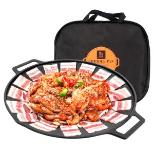 키친아트 IH 그리들팬 36cm 대형 코팅그리들 삼겹살 솥뚜껑불판 전골 캠핑그리들