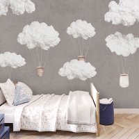 사용자 정의 모든 크기의 벽화 인테리어벽지 현대 손으로 그린 어린이 방 3D 하늘 크리 에이 티브 구름 만화 벽 특이한 차량스티커