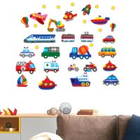 만화 자동차 항공기 페리 벽 특이한 차량특이한 차량스티커 아이 방 침실 보육 홈 장식 비닐 이동식 예술 벽화 DIY 데칼