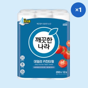 깨끗한나라 데일리 키친타올 200매 X 12롤 X 1팩