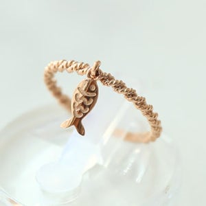 14k 18k 드롭 딸랑이 물고기반지 우정 합격기원 수험생 수능