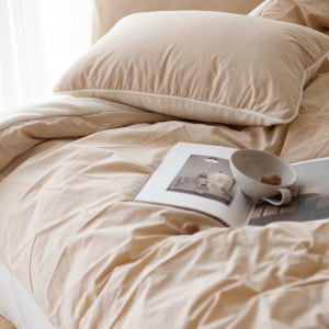 베이지 고밀도100수 극세사크림색 이불커버세트