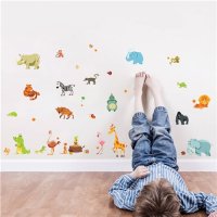 재미 있은 행복한 동물원 귀여운 공룡 얼룩말 기린 뱀 벽 특이한 차량스티커 아이 방 아기 홈 장식 만화 동물 데칼 DIY 벽화