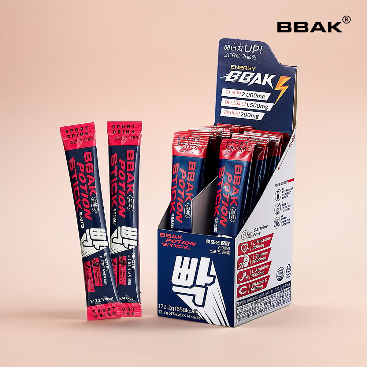 빡포션 에너지드링크 제로<b>카페인</b> 아르기닌 타우린 <b>테아닌</b> 4,200mg x 14개(1box)