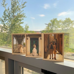 슬림우드액자세트 소형 중형 결혼식 본식 셀프웨딩 아기 가족 사진 내츄럴 3세트