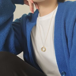 실버925 도넛링 펜던트 55cm 롱 목걸이(2color)