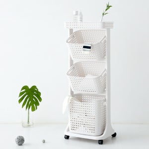 마켓비 ALON 이동식 빨래바구니 3단 H201829 화이트