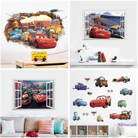 3D 효과 디즈니 자동차 번개 MCQUEEN 벽 특이한 차량스티커 어린이를위한 홈 인테리어 만화 전사 무늬 PVC 벽화 아트 DIY 포스터