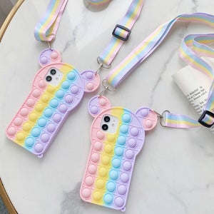 아이폰13 프로 맥스 뽁뽁이 푸쉬팝 팝잇 스트랩 키링 실리콘 케이스