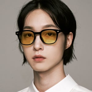 빅사이즈 남자 여자 사각 스퀘어 패션 블랙 옐로우 틴트 컬러 뿔테선글라스