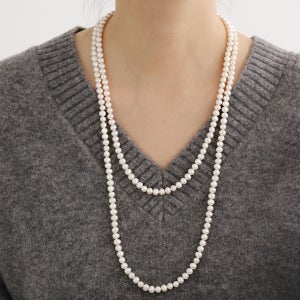 담수 롱 진주목걸이 6mm 8mm 레이어드 두줄