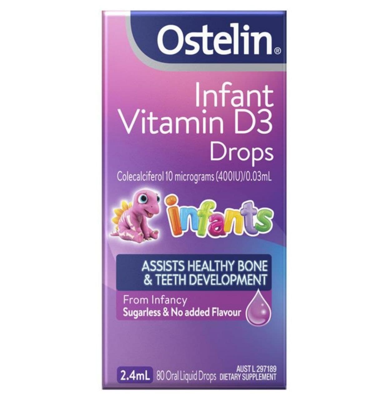 오스테린 무맛/무취 신생아 <b>비타민D</b> Ostelin Infant Vitamin D3 Drops - Vitamin D for Infants 2.4mL