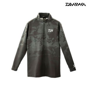 다이와 낚시복 루어 낚시 의류 하프 지퍼 셔츠DE-33009 블랙카모