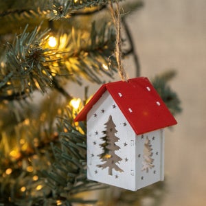 [1+1] 크리스마스 미니하우스 트리 장식 레드루프 6.5cm 꾸미기 소품 용품 오너먼트 데코