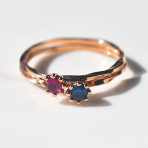 14K 18K 꼬임 밴드 아쿠아마린 핑크사파이어 루비 블루사파이어 반지